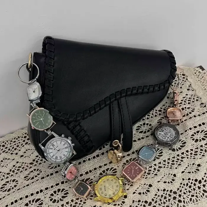 Sac de selle de luxe de styliste pour femmes, sac à bandoulière Chic avec bracelet de montre en méta