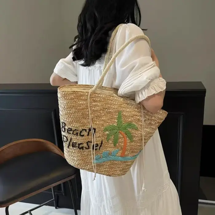 Sac de plage brodé cerise et citron