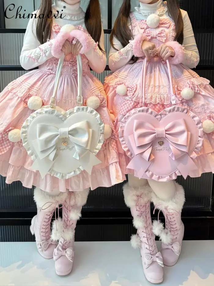Sac Lolita Original 2026 Nouveau Sac à Bandoulière Unique avec Nœud Cœur et Dentelle