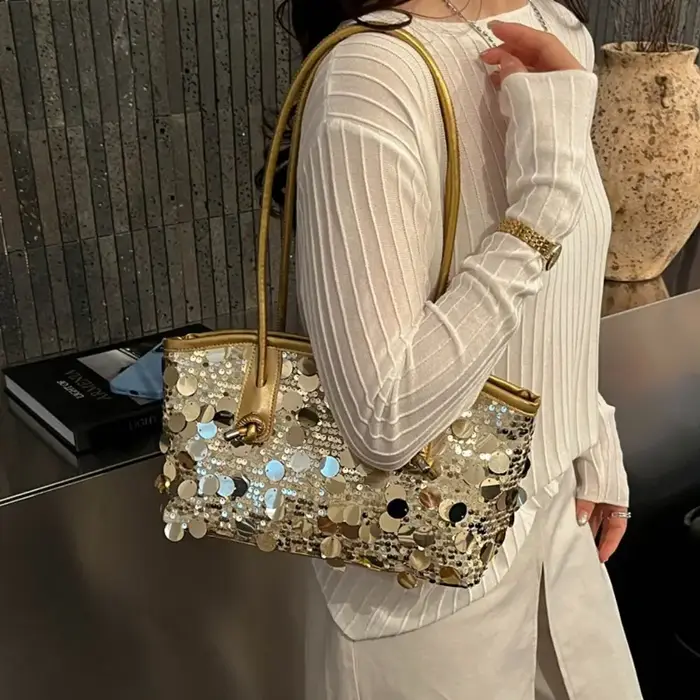 Sac fourre-tout portable à paillettes brillantes
