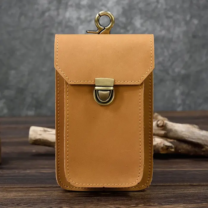 Luufan – sac de taille en cuir véritable pour hommes, ceinture, étui à cigarettes, crochet, banane d