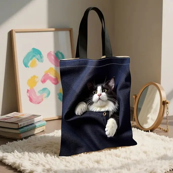 Chihuahua Peeking hors de poche motif sac à main mignon chat fourre-tout sacs pour le Shopping