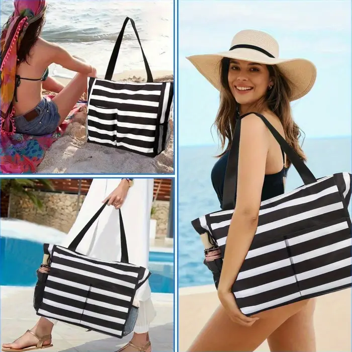 Grand sac de plage imperméable pour femmes avec fermeture à glissière