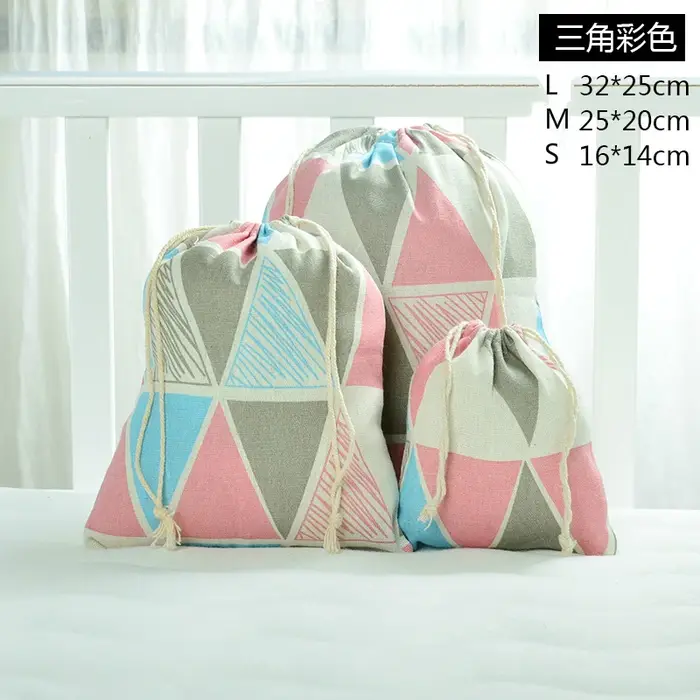 Sac de voyage décontracté en coton et lin, sac à cosmétiques à cordon de serrage à faisceau Simple, 