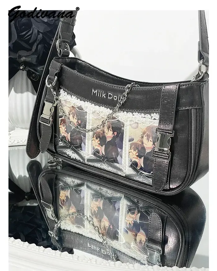 Sac à Bandoulière Transparent en Cuir Solide pour Femme