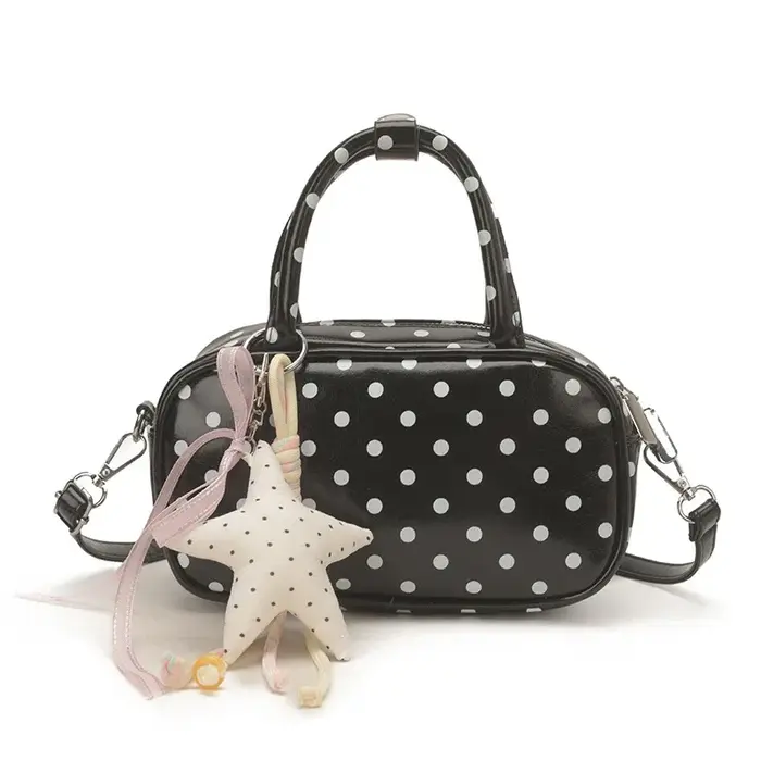 Sac à main à pois 2026 Nouvelle collection Printemps Tendance Mode Sac bowling à fermeture éclair Sa