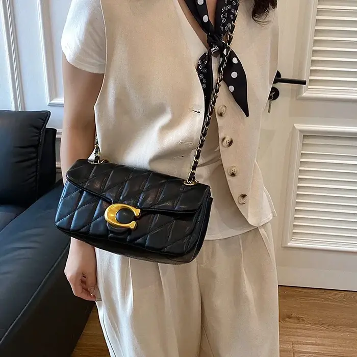 Nouveau sac rétro à bandoulière - Sac à chaîne polyvalent à motif losanges simple pour femme