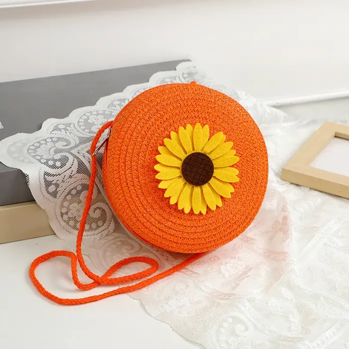 Sac à bandoulière rond en rotin pour femmes