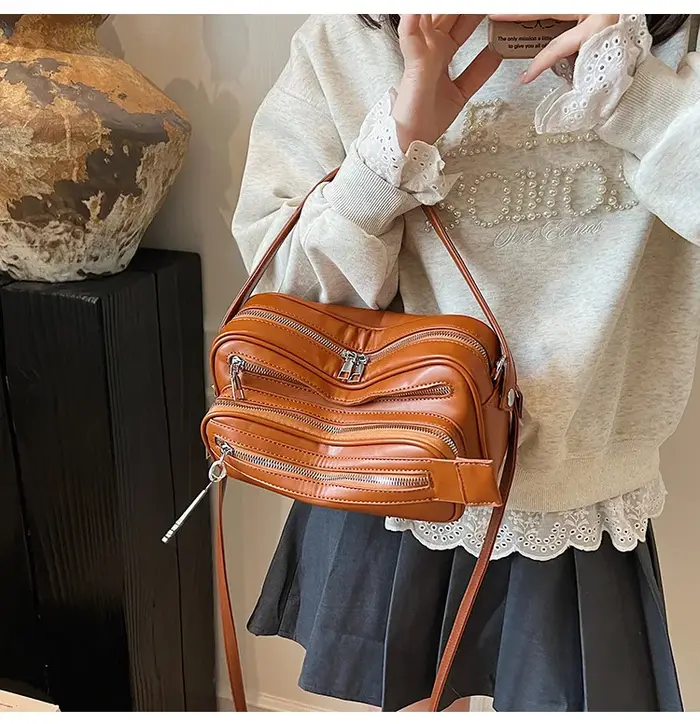 Sac messager en cuir PU souple pour femmes