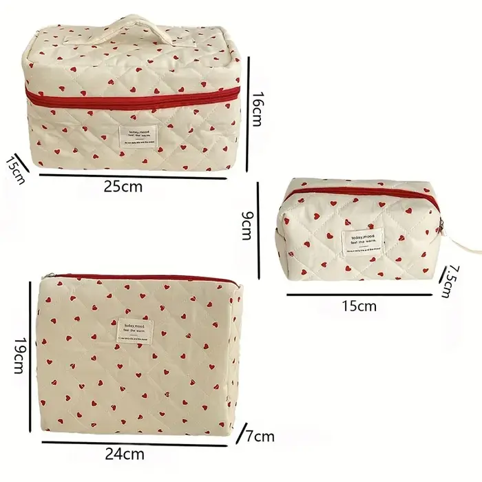 Sac de maquillage matelassé à fermeture éclair pour femmes