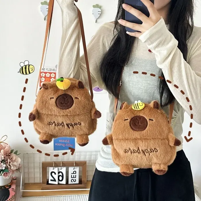 Nouveau sac à bandoulière pour téléphone portable en forme de capybara de dessin animé