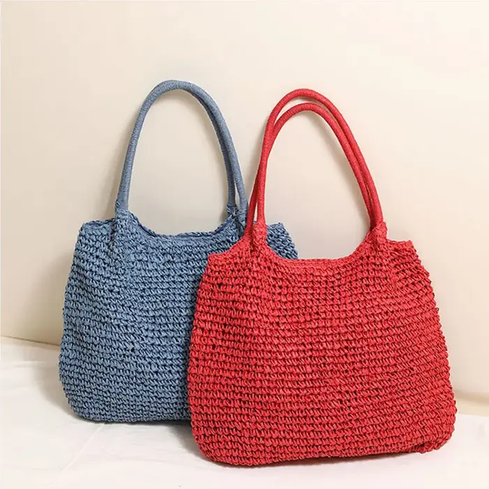 Sac fourre-tout en paille tressé tendance