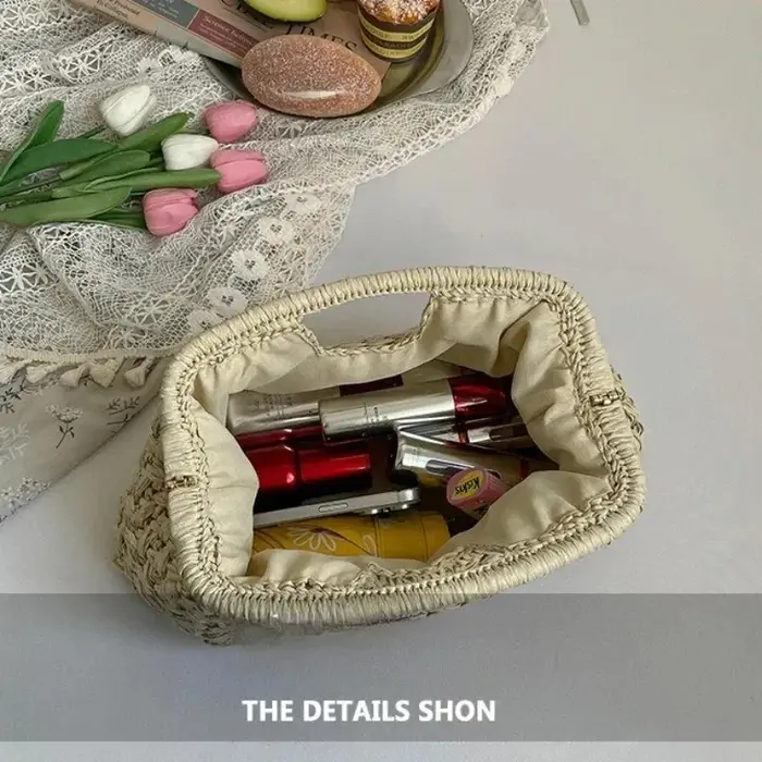 Sac de plage de luxe en paille et rotin pour l'été