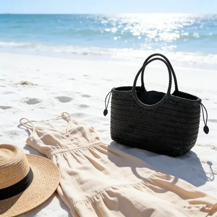 Sacs à main en cuir véritable pour femmes, sac à provisions décontracté tissé de luxe, panier vintag