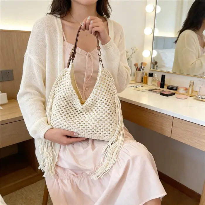 Sac de plage en paille pour femme
