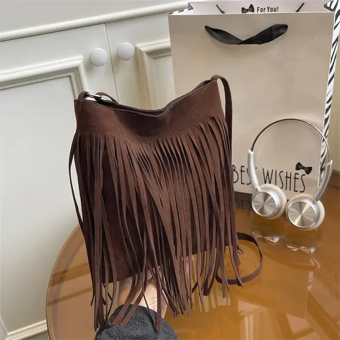 Nouveau sac bandoulière style bohème à franges