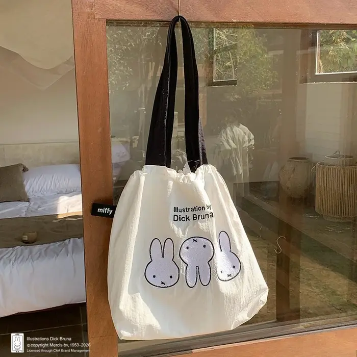 Sac fourre-tout Kawaii Anime Miffy, sac fourre-tout brodé mignon de style dessin animé, sac portable