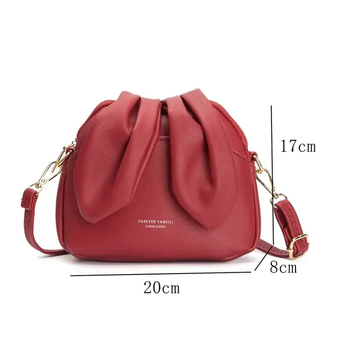 Sac bandoulière petit format en similicuir avec oreilles de lapin pour femme 2026 – Rose