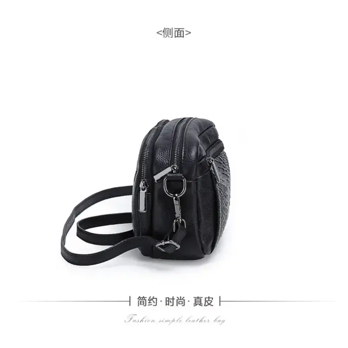 Sac bandoulière en cuir véritable gaufré croco