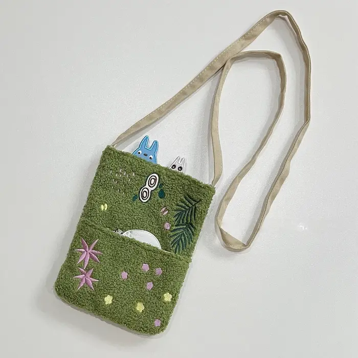 Nouveau chat de dessin animé brodé agneau en peluche une épaule sac à main mignon parc limité sac de messager sac de téléphone portable