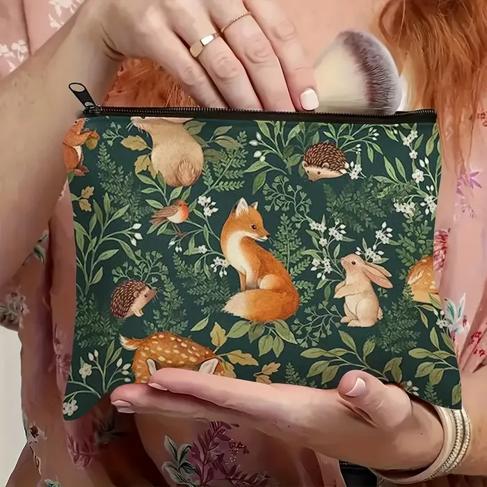 Sac à cosmétiques en forme de renard, cadeau pour femmes, trousse de maquillage pour amoureux des renards, trousse de toilette, sac à main, porte-monnaie, sac de rangement, trousse à crayons