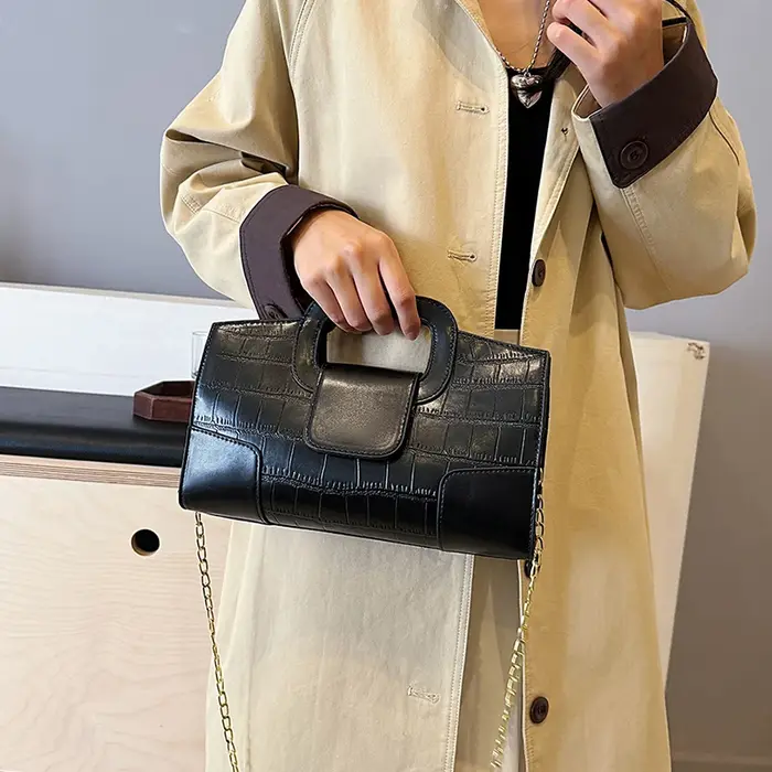 Sac à main à rabat rétro en cuir PU pour femme