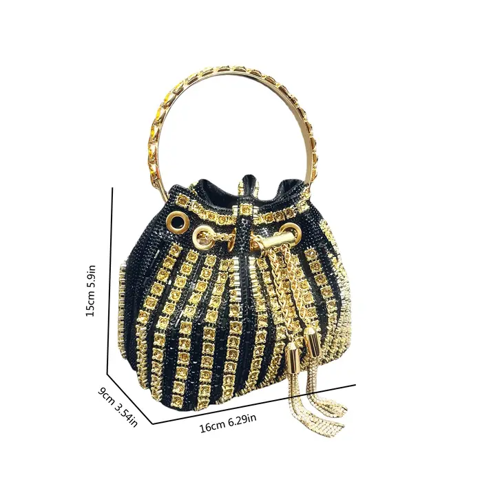 Sacs à main et sacs à main de luxe pour femmes, pochette seau, sac de banquet de soirée, sac à bandoulière en strass cristal
