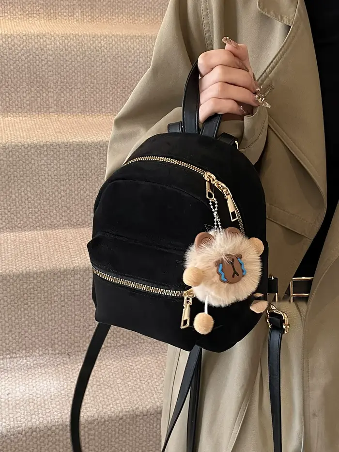 Sac à dos rétro décontracté en daim pour femmes