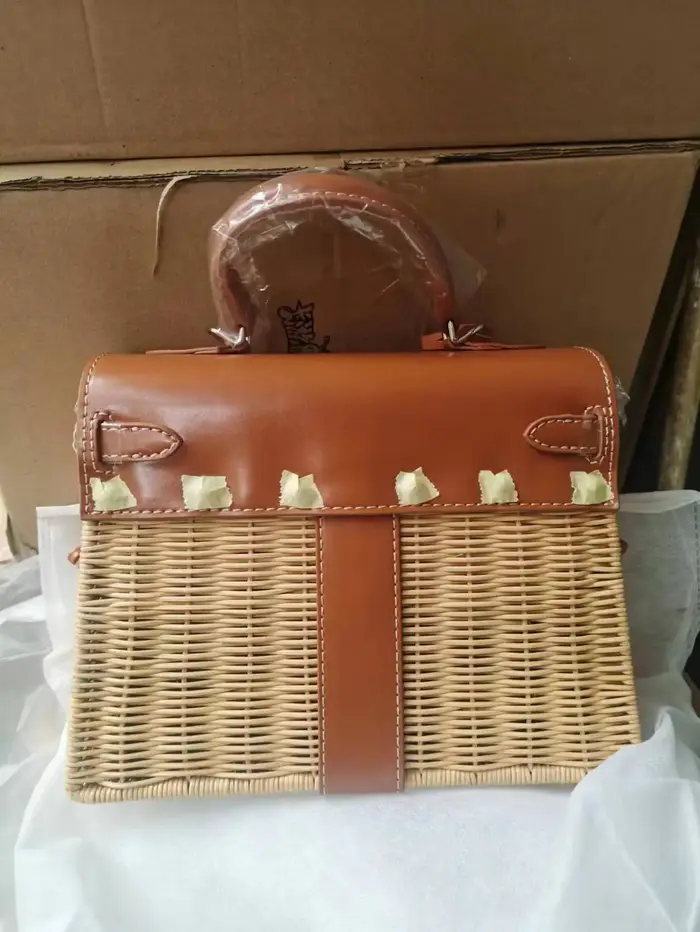 Sac à bandoulière d'été français pour femmes, sac tissé en paille