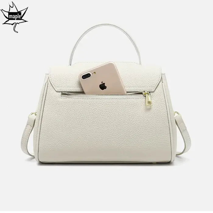 Sac messager beige blanc à 2 sangles pour femme