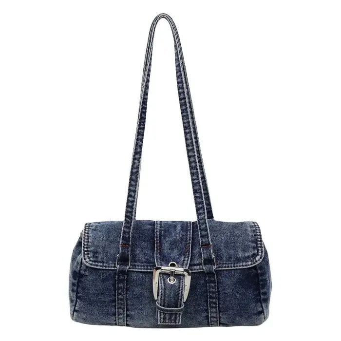Sac à bandoulière en jean délavé style rétro