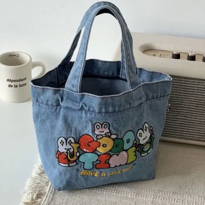 Sac à main en denim délavé à la mode