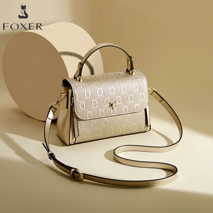 Sac à main pour femme FOXER, sac à bandoulière en cuir pleine fleur, sac messager vintage de luxe lé
