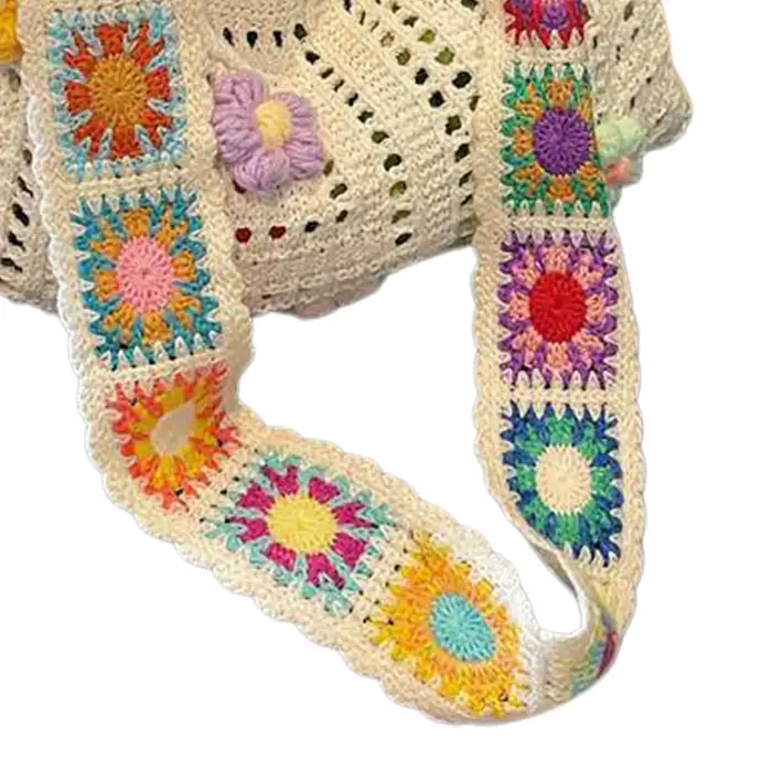 Sac à main bohème en crochet avec fleurs