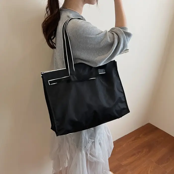 Sac fourre-tout en toile brodé grande capacité