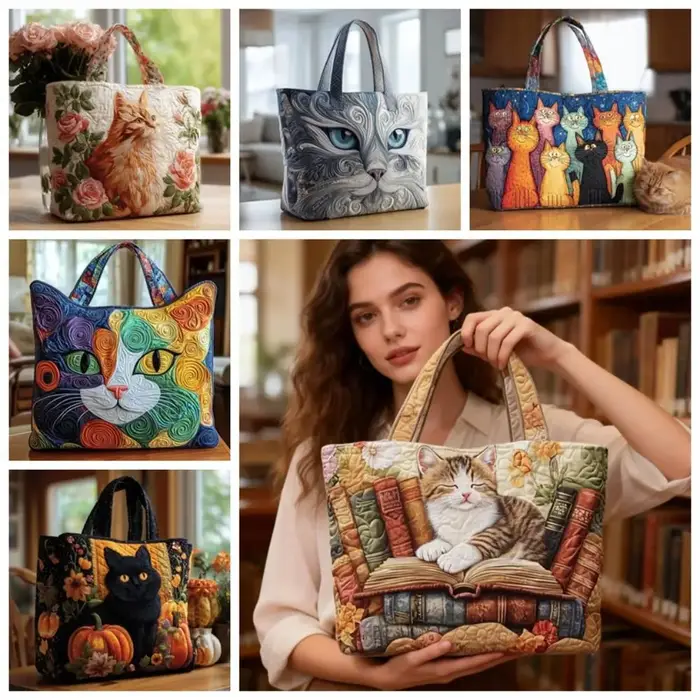 Sac fourre-tout pour femmes à motifs de chats