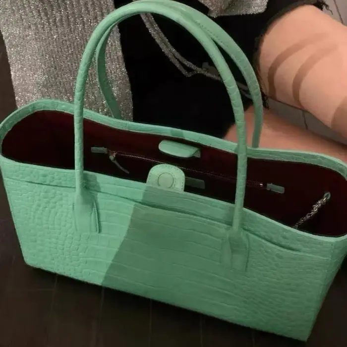 Sac en cuir imprimé crocodile de luxe