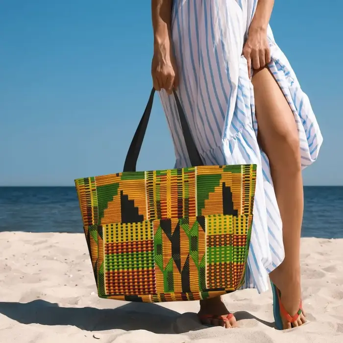 Sac fourre-tout personnalisé en tissu Kente africain pour femmes