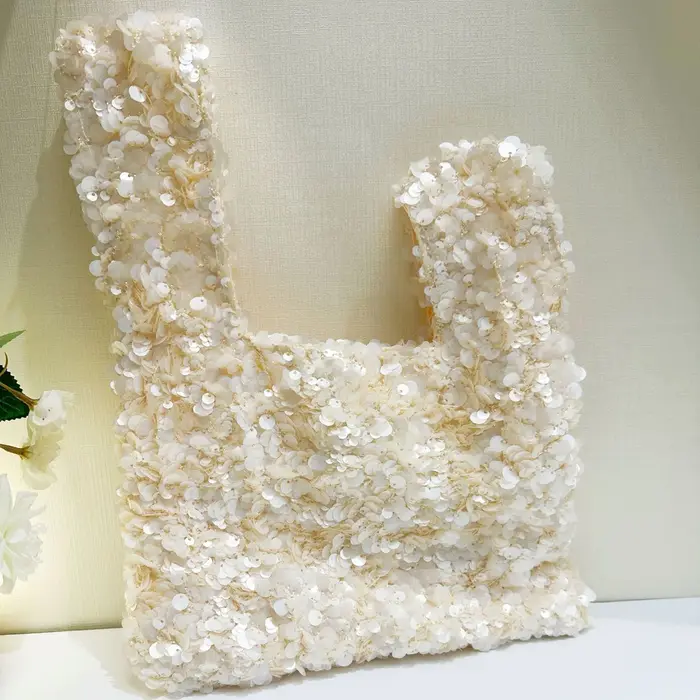 Pochette de soirée élégante en sequins blancs pour femmes