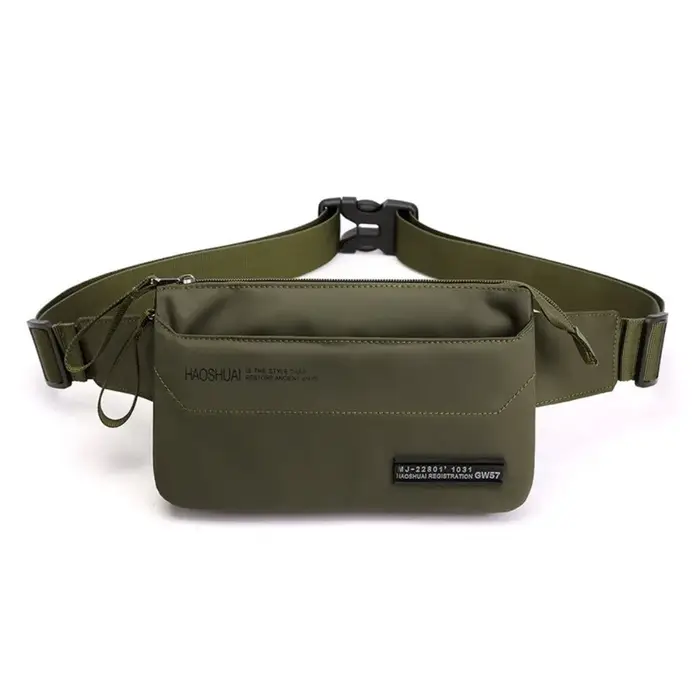 Sac banane portable anti-éclaboussures pour homme, couleur unie, grande capacité, sac de poitrine mu