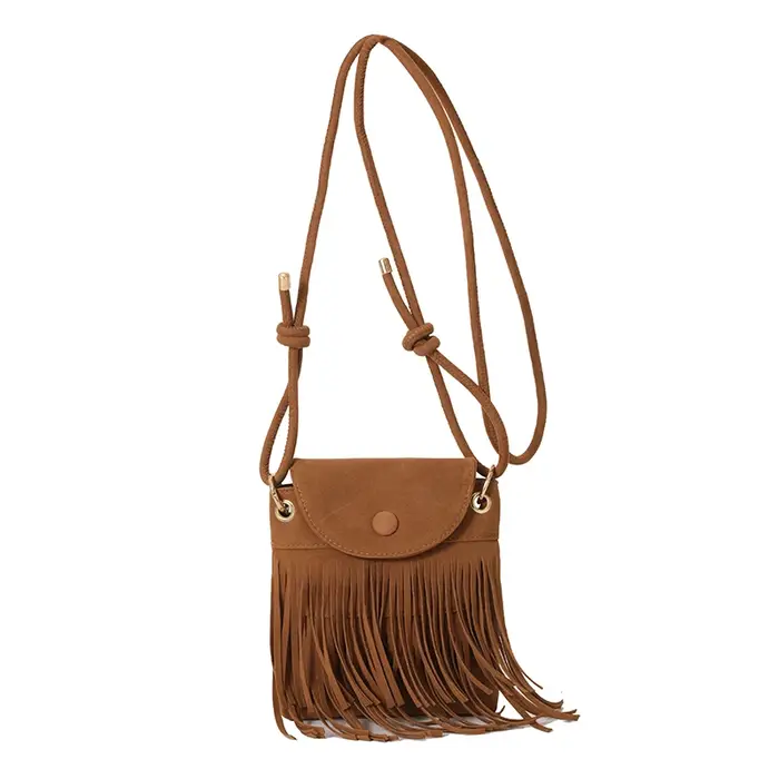 Sac messager à franges avec sangle réglable, sac réactivé, sac initié en cuir de cheminée, gland sol