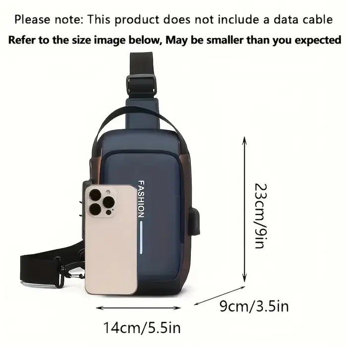 Sac à bandoulière en tissu Oxford durable pour hommes – Sac de poitrine élégant pour moto avec poche pour téléphone