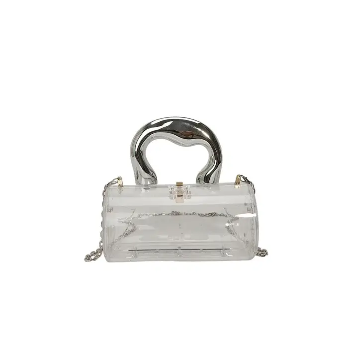 Pochette de soirée cylindrique pour femmes élégantes – Nouveauté 2026 – Sacs à main de luxe de créateur avec chaîne en acrylique – Sac bandoulière