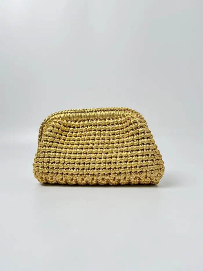 Sac à main doré tissé à la main, sac de soirée, sac à bandoulière pour femme, idéal pour les vacance
