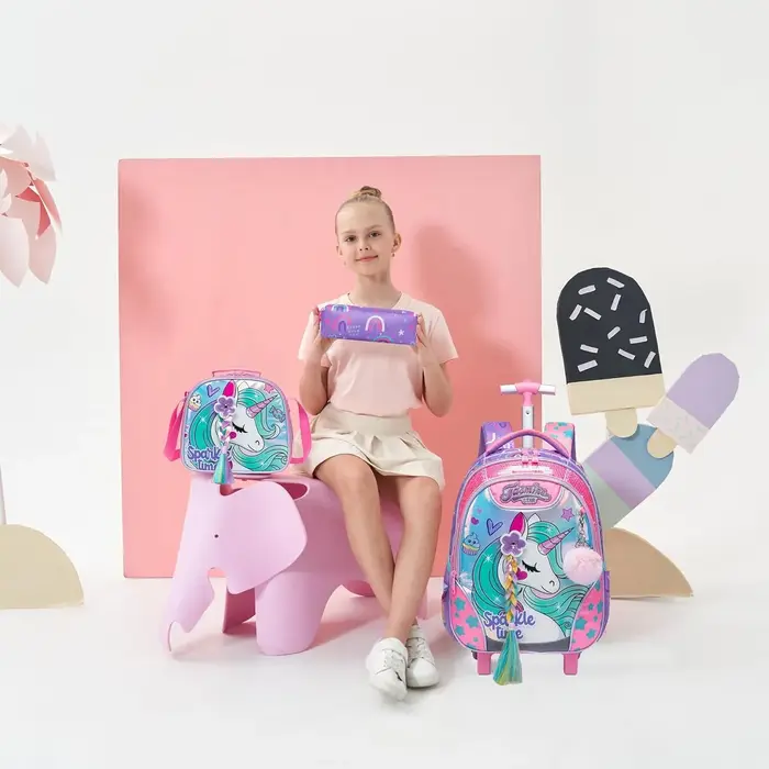 Sac à dos à roulettes licorne pour filles et enfants
