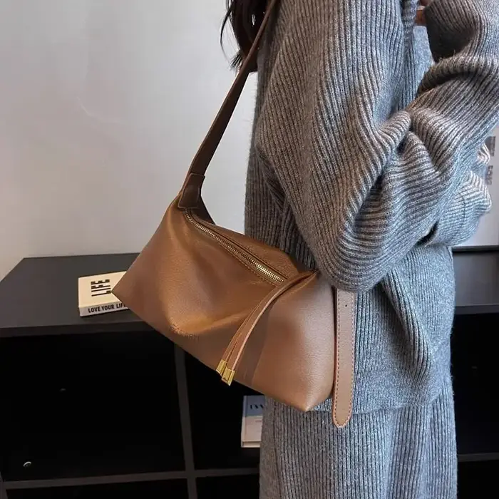 Sac à bandoulière en cuir PU souple pour femmes