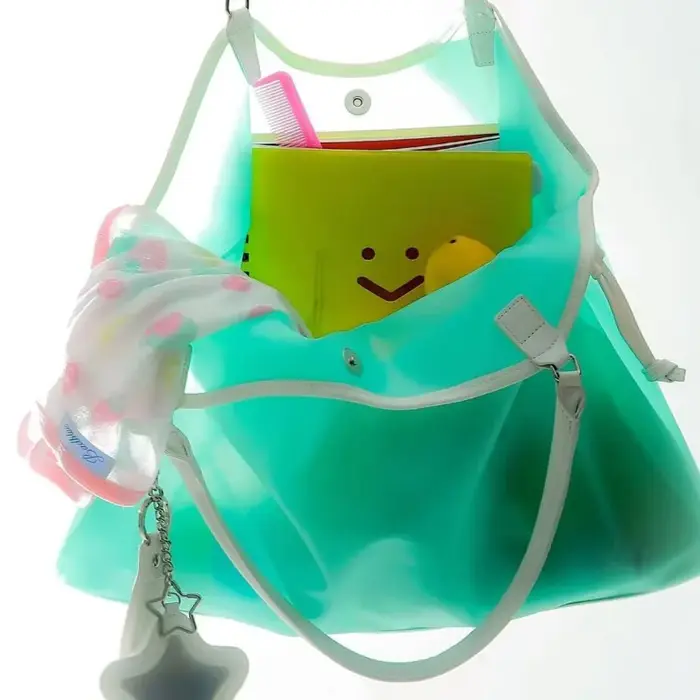 Nouveau sac fourre-tout transparent Y2K style coréen été 2026 grande capacité avec cordon de serrage