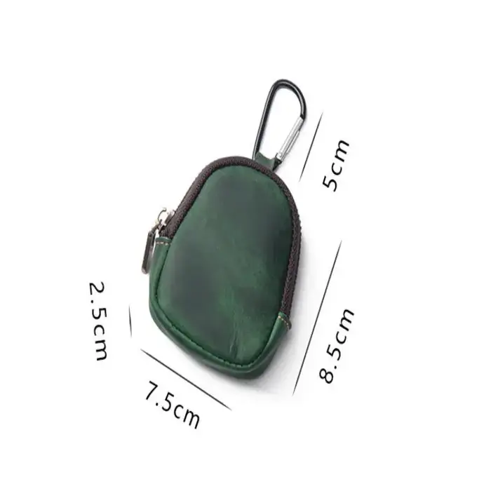 Mini pochette rétro en cuir PU avec fermeture éclair pour pièces de monnaie