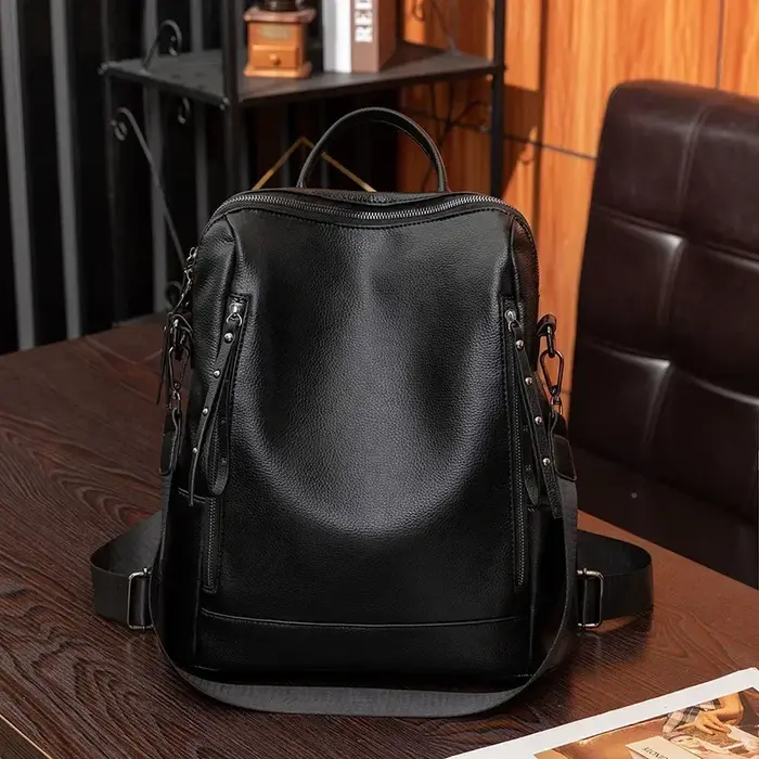 Sac à dos de marque en cuir véritable pour femmes, nouvelle mode voyage, sacs d'école de haute quali