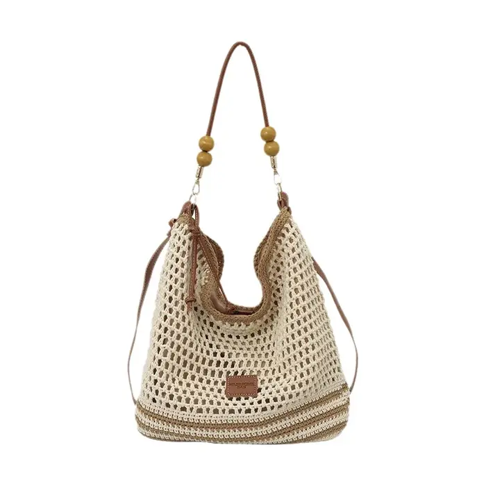 Sac fourre-tout en coton crocheté grande capacité